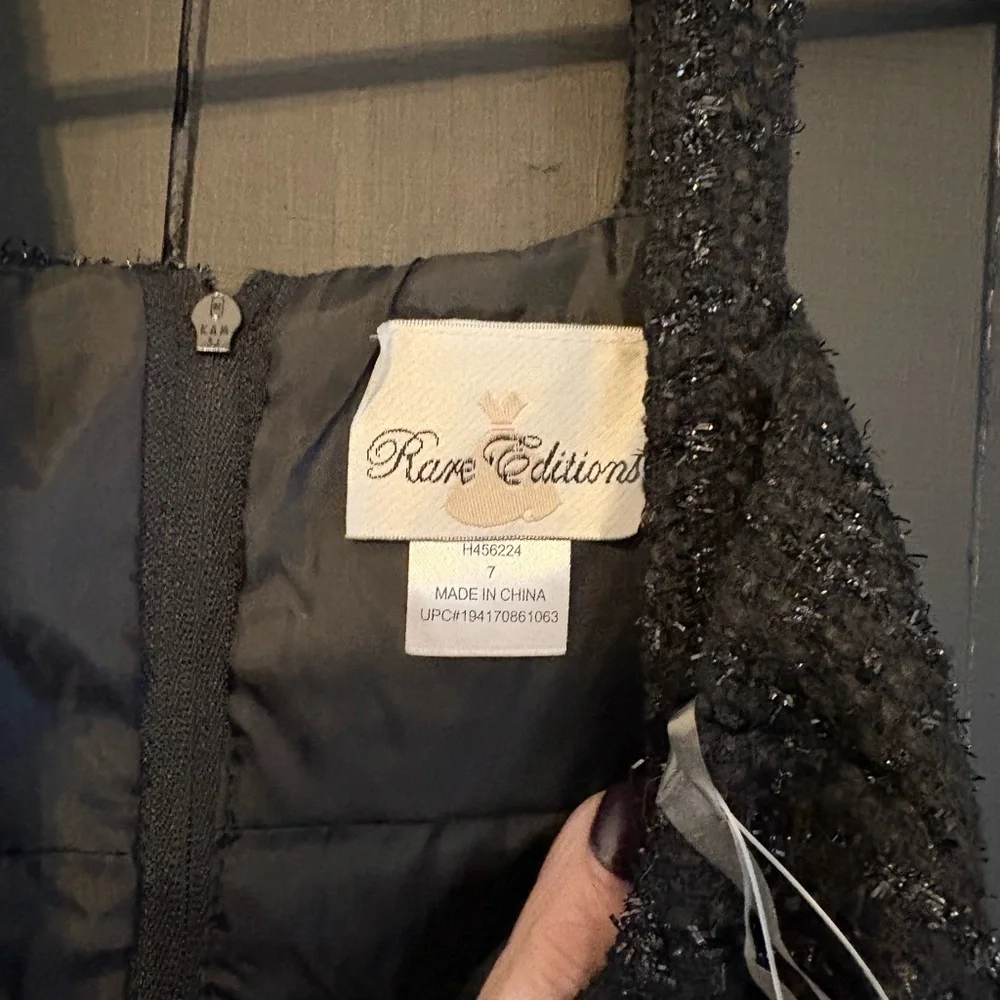 Rare Editions Black Textured Kids Dress